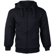 Boys Kids Athletic Soft Sherpa Lined Fleece Zip Up Hoodie Sweater Jacket (Navy, XL)