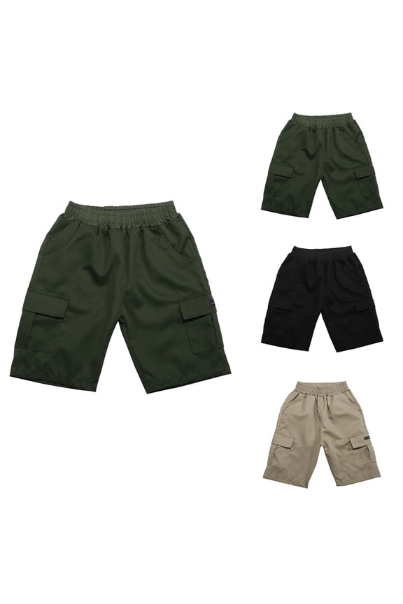 Boys Casual Cargo Shorts with Loose Fit, Stretchy Comfortable Short Pants for Kids Outdoor Active Play & Youth Cargo Bottoms