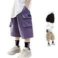 thumbnail image 1 of Boys Kids Cargo Shorts Youth Boy's Casual Stretch Shorts Outdoor Cargo Bottoms Boys Winter Clothes 13-14 Years, 1 of 6
