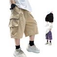thumbnail image 1 of Boys Kids Cargo Shorts Youth Boy's Casual Stretch Shorts Outdoor Cargo Bottoms Boys Winter Clothes 4-5 Years, 1 of 5