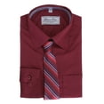 thumbnail image 1 of Boys Kids Cotton Blend Long Sleeve Button Up Solid Dress Shirt Set And Tie Set (Burgundy, 10), 1 of 1