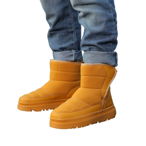 Boys Kids Platform Non Slip Snow Boots Winter Warm Fleece Lined Waterproof Thick Sole Mid Calf Booties