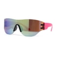 thumbnail image 1 of Boys Kids Rimless Shield Color Mirror Wrap Curved Sport Sunglasses Pink - Yellow Mirror, 1 of 4