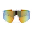 thumbnail image 1 of Boys Kids Size 80s Paint Splatter Oversize Rimless Sport Plastic Sunglasses White - Orange Mirror, 1 of 4