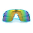 thumbnail image 1 of Boys Kids Size Color Mirror Large Shield Sport MTB Plastic Sunglasses Blue - Orange Mirror, 1 of 8