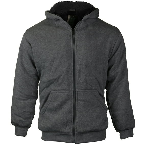 Boys Kids Soft Sherpa Lined Zip Up Hoodie Jacket (2XL (20 or Men size Small), Charcoal)