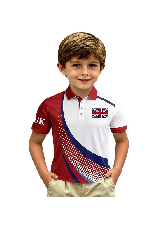 Boys Kids T Shirts Clothes Youth Daily Wear Graphic Tee For UK National Day Celebration Casual Top For Print Comfortable Everyday Summer Floral Beach Shirts