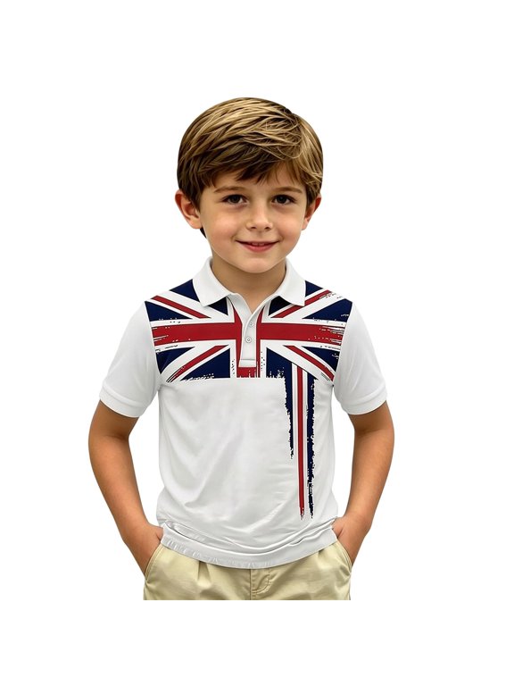 Boys Kids T Shirts Clothes Youth Jack Printed Toddler Casual Short Sleeve Top Patriotic UK Themed Outfit Team Graphic T-Shirt
