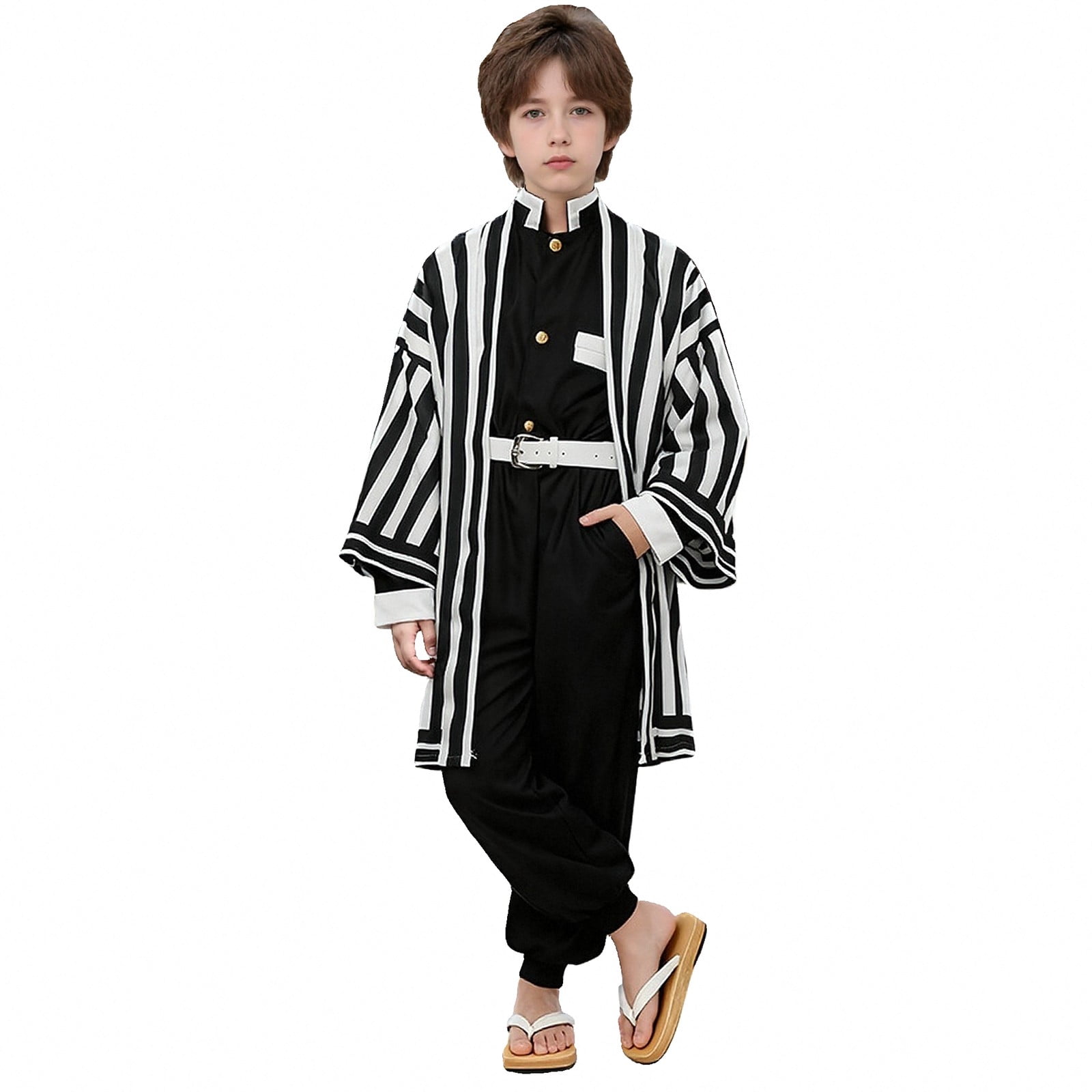 Boys Kimono Style Obanai Iguro Outfits Long Sleeve With Pants Anime