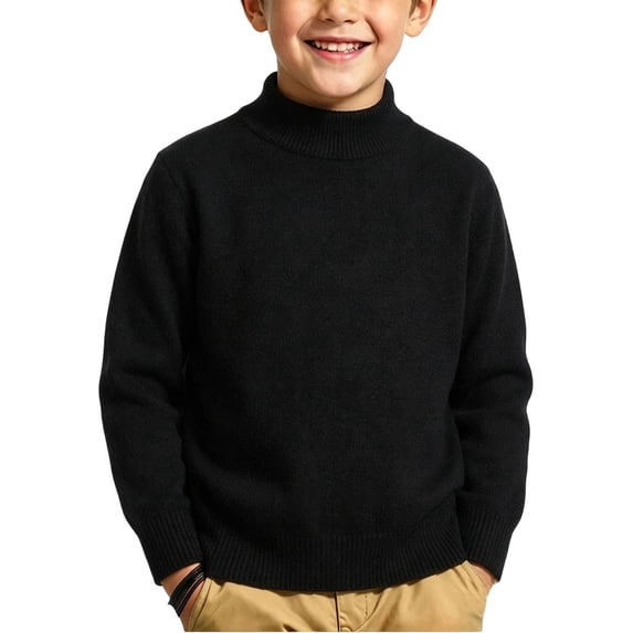 Boys Knit Cotton Pullover Sweaters Crewneck Warm Casual Long Sleeve Kids Fall Winter Clothes Black 6