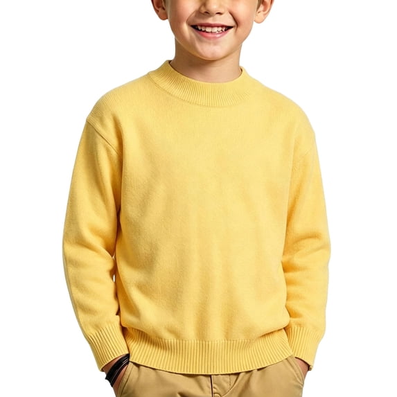 Boys Knit Cotton Pullover Sweaters Long Sleeve Crewneck Warm Casual Kids Fall Winter Clothes Yellow 4