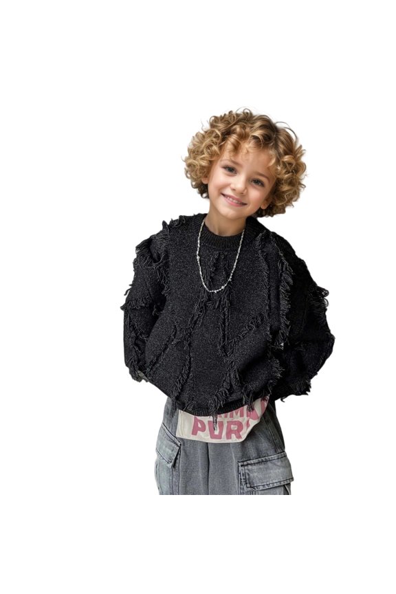 Boys Knit Punk Gothic Sweater Loose Oversized Striped Ripped Pullover Knit Sweaters