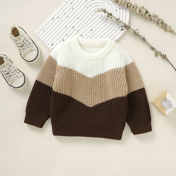 Boys Knit Sweater Long Sleeve Warm Top for Fall and Winter Seasonal Comfort Wear