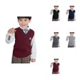 thumbnail image 1 of Boys Knit Sweater Vest, Warm V-Neck Pullover for Layering, Casual & School Uniform, Autumn and Winter Daily Wear, 1 of 4