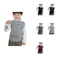 thumbnail image 1 of Boys Knit Sweater Vest, Warm V-Neck Pullover for Layering, Casual & School Uniform, Autumn and Winter Daily Wear, 1 of 4