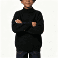 thumbnail image 1 of Boys Knit Turtleneck Sweaters Casual Soft Warm Long Sleeve Pullover Kids Winter Clothes Black 14, 1 of 7