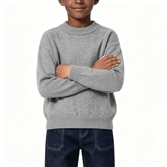 Boys Knit Turtleneck Sweaters Long Sleeve Pullover Casual Soft Warm Kids Winter Clothes Gray 14