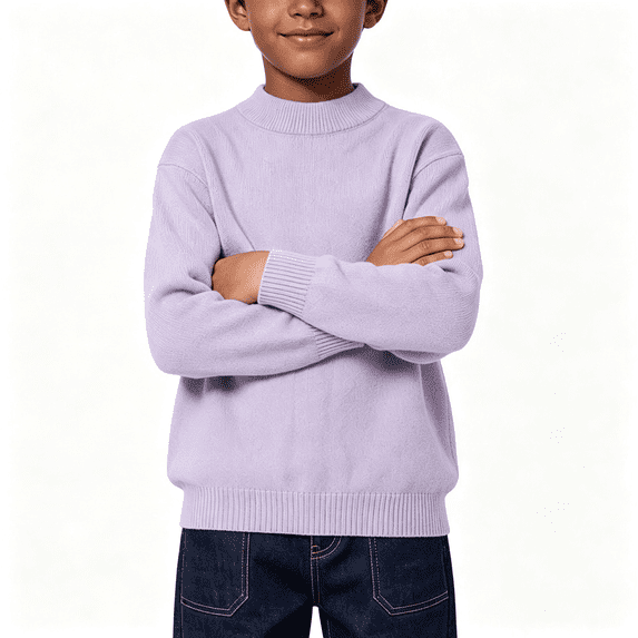 Boys Knit Turtleneck Sweaters Long Sleeve Pullover Casual Soft Warm Kids Winter Clothes Purple 10