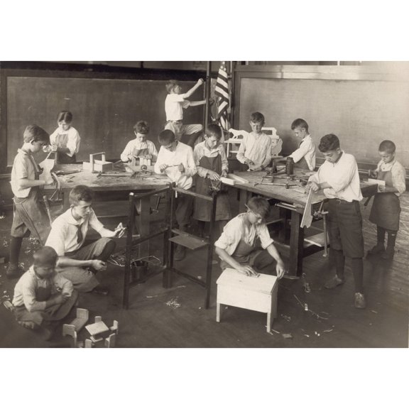 Boys Learn Carpentry In An Open Air Summer School In Chicago In 1917. History (24 x 18)