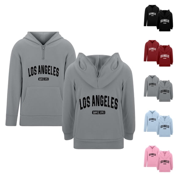 Boys Letter Print Zip Hoodie Sweatshirt with Pockets Long Sleeve Crewneck Pullover for Outdoor School Wear