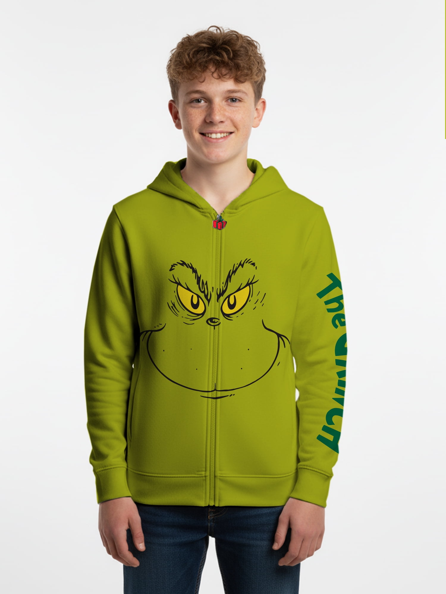 Dr Seuss Grinch Boys Cosplay Graphic Zip Hoodie, Sizes XS-XXL