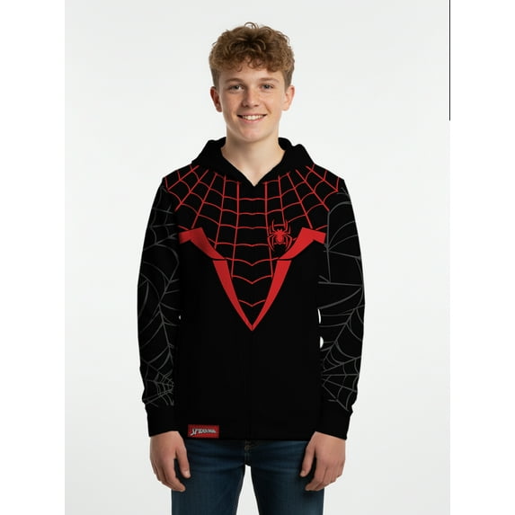 Boys, Licensed Cosplay Hoodie, Miles Morales Spiderman, Sizes XS-XXL
