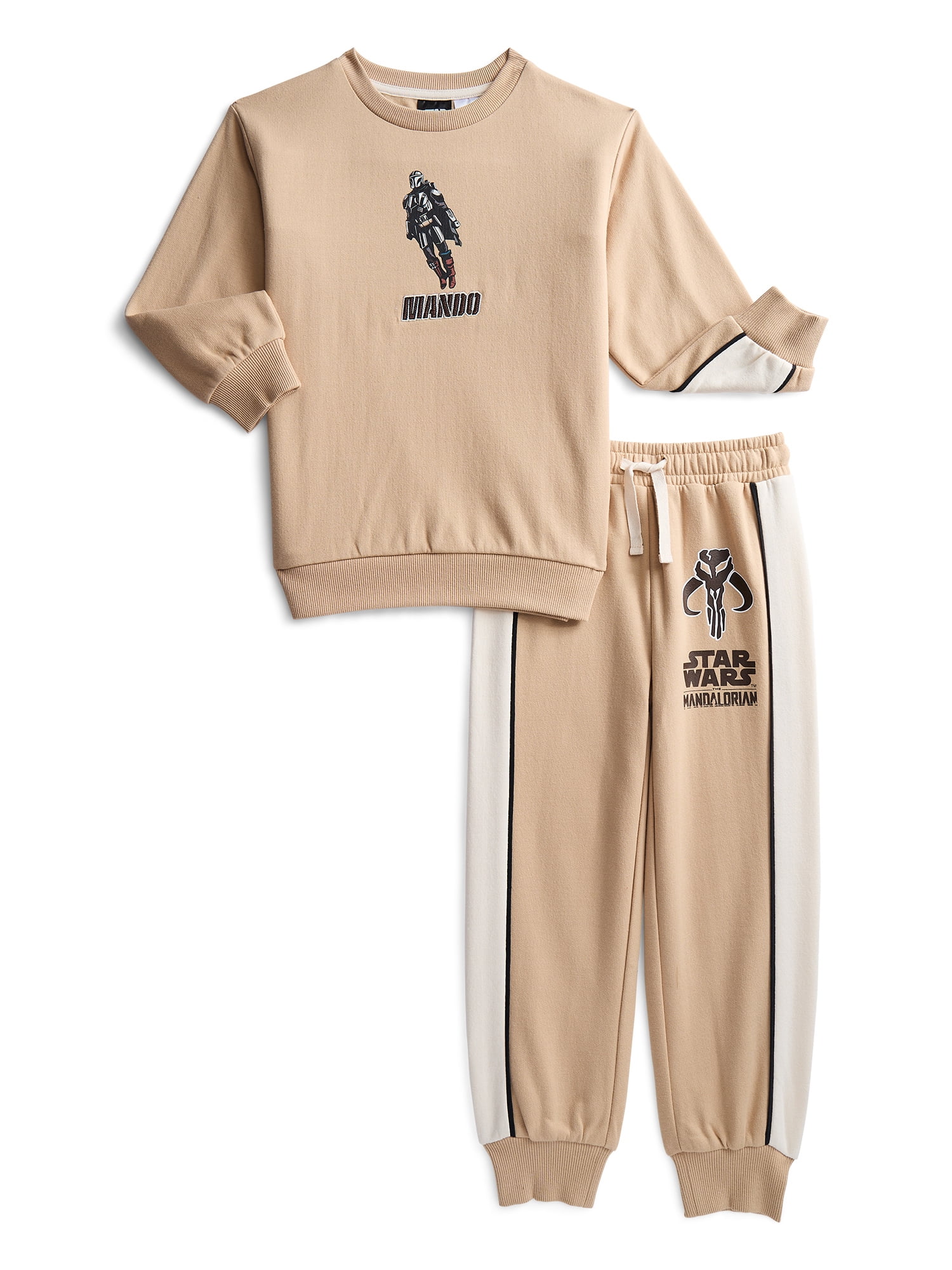 Star Wars The Mandalorian Boys Fleece Crewneck and Pants, 2-Piece Set, Sizes 4-12