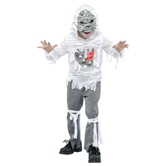 Boys Light-Up Mummy Shirt & Mask With Light-Up Organs Costume Small (4-6)