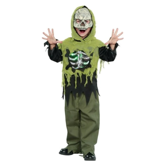 Boys Light-Up Skeleton Halloween Costume Mask, Top & Pants S4-6X