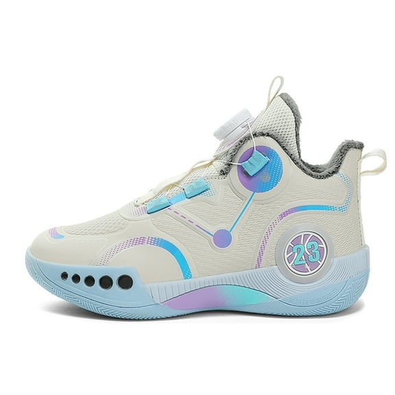 Boys Lightweight Basketball Shoes Lace-up Running Shoe Kids School Breathable Mid Top Trainers Sneakers