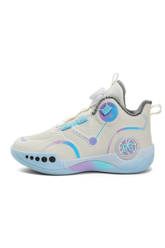 Boys Lightweight Basketball Shoes Lace-up Running Shoe Kids School Breathable Mid Top Trainers Sneakers