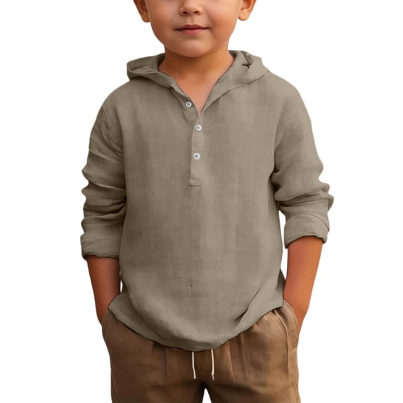 Boys Lightweight Cotton Linen Hooded Shirt Boys Shirts 4t Fall Casual ...