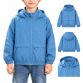 thumbnail image 1 of Boys Lightweight Hooded Windbreaker Jacket, Long Sleeve Full Zip Loose Fit with Pockets for Casual Outdoor Wear, Blue, 12-13 Years, 1 of 7