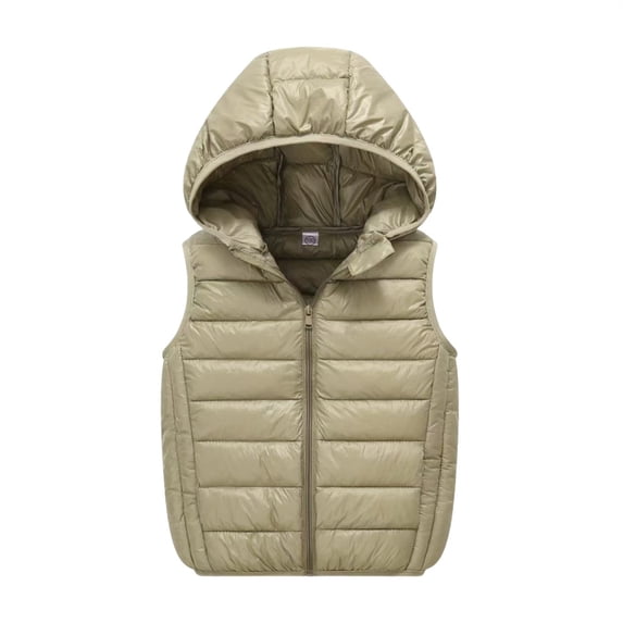 Boys Lightweight Water-Resistant Packable Hooded Puffer Vest down Jacket