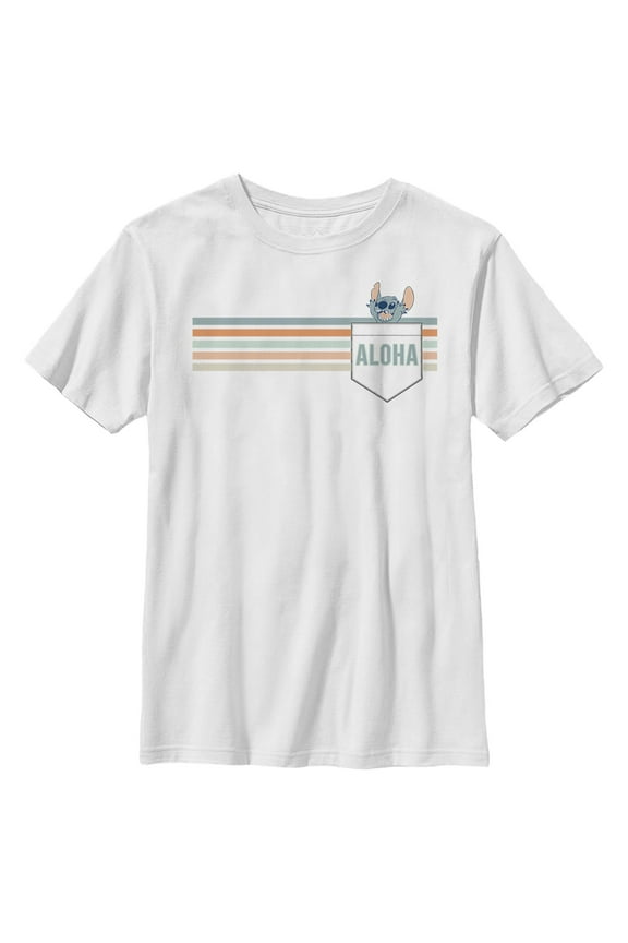 Boys Lilo & Stitch Aloha Faux Pocket Stitch T Shirt