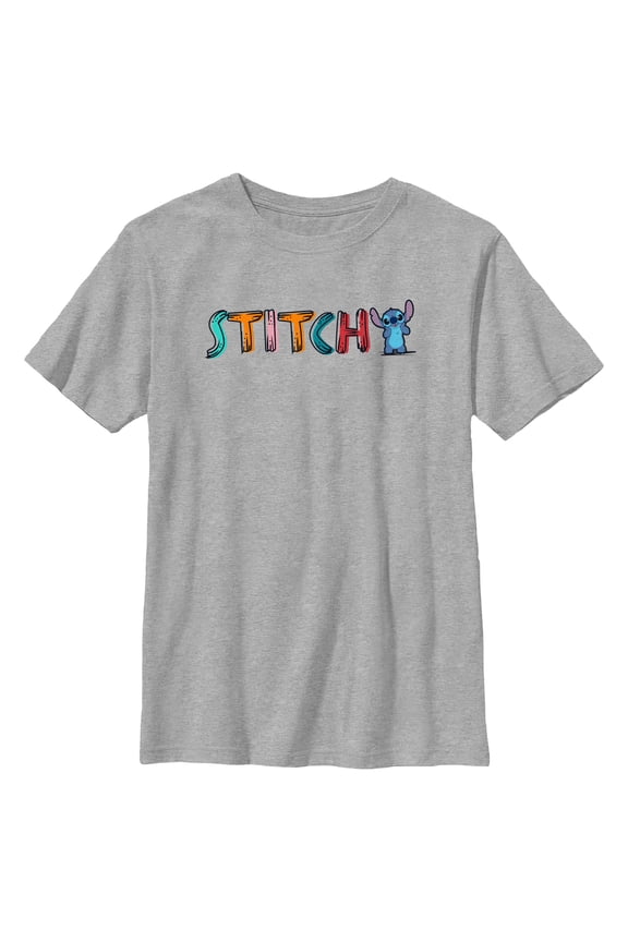 Boys Lilo & Stitch Colorful Name and Pose T Shirt