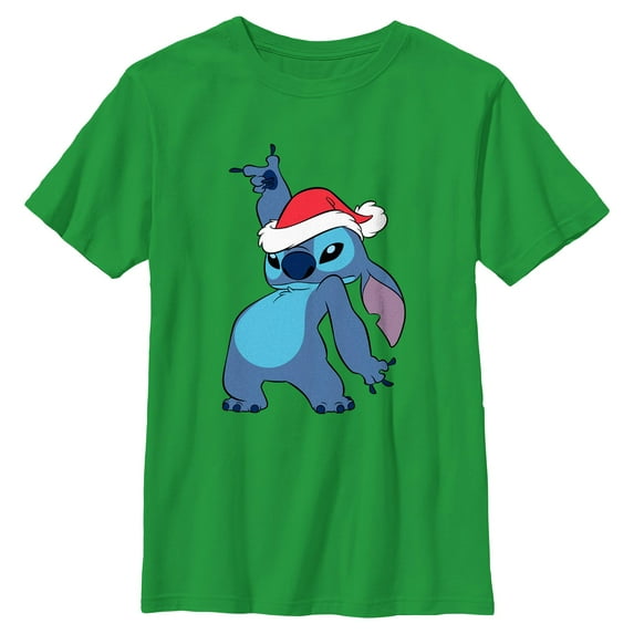 Boys Lilo & Stitch Cool Dancing Christmas Hat Stitch T Shirt