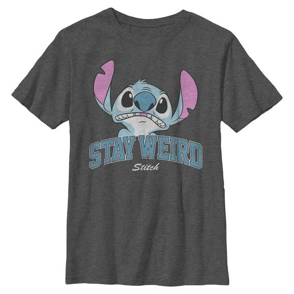 Boys Lilo & Stitch Distressed Stay Weird Alien T Shirt