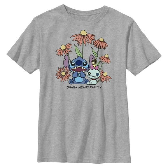 Boys Lilo & Stitch Floral Scrump and Stitch T Shirt
