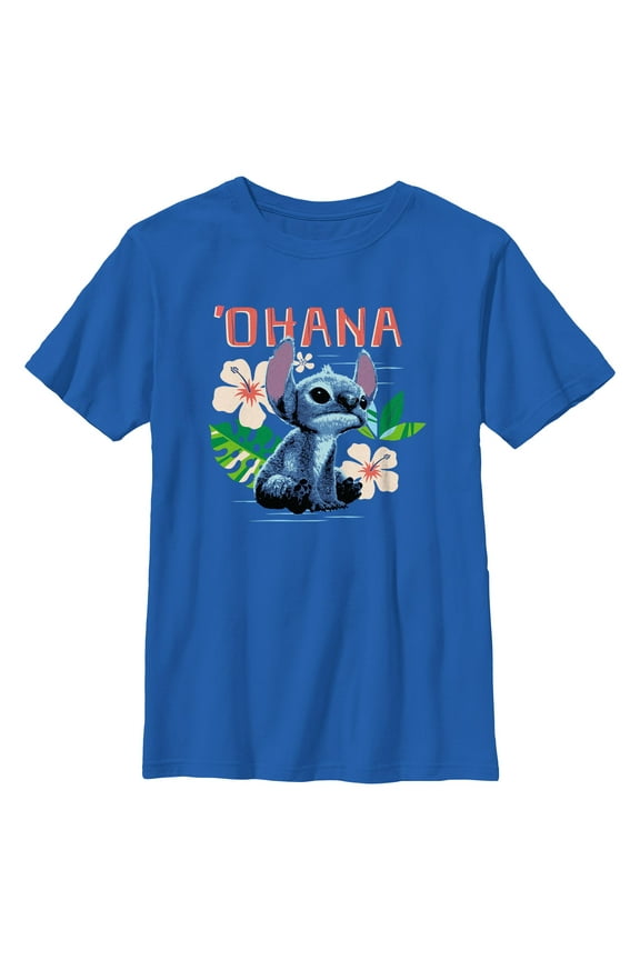 Boys Lilo & Stitch Ohana Flowers T Shirt