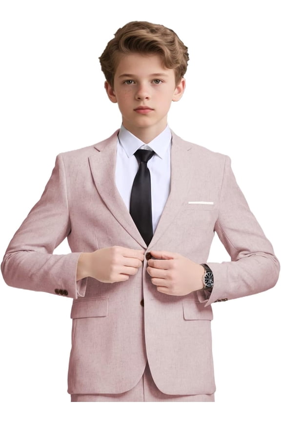 Boys' Linen Blazer- Lightweight Summer Blazer - Slim Fit Formal and Casual (Toddler to Teen Sizes: 2T-20)