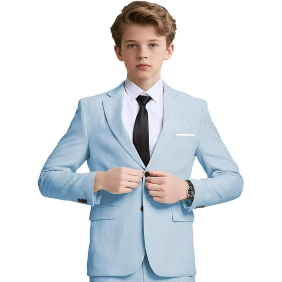Boys' Linen Blazer- Lightweight Summer Blazer - Slim Fit Formal and Casual (Toddler to Teen Sizes: 2T-20)