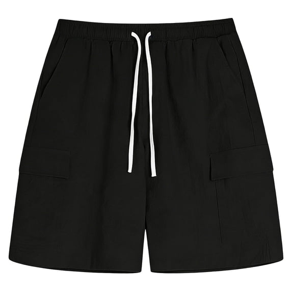 Boys Linen Cargo Shorts Casual Pull On Elastic Waist Summer Beach Shorts For Teen