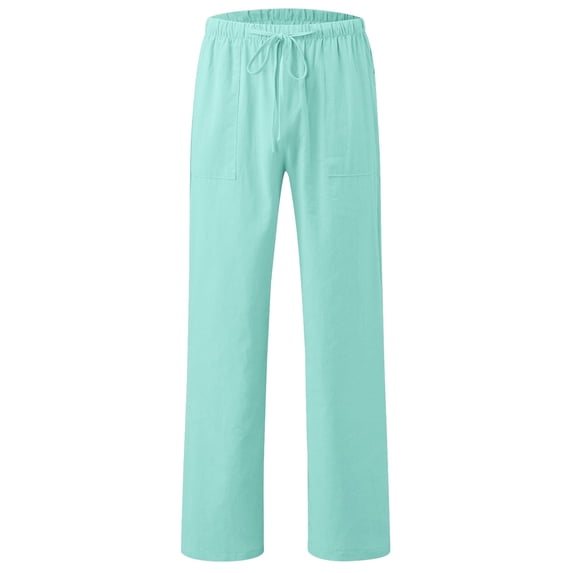 Boys Linen Pants - Boys Girls Straight Leg Pants Summer Beach Pants Casual Loose Fit with Elastic Waist Drawstring