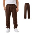 thumbnail image 1 of Boys' Linen Pull-On Brown Jogger Casual Beach Trousers Elastic Loose Fit Lightweight Linen Summer Pants 12-13 Years, 1 of 5