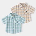 thumbnail image 1 of Boys Linen Shirt Collar Short Sleeve Button Down Shirts Textured Summer Beach Tops 6-12 Months 12-24 Months 2t 3t 4t 5t 6t 7t 8t 9t Children 2-3 Years, 1 of 9