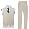 thumbnail image 1 of Boys Linen Suit Set 4-Piece for Wedding & Summer  Adjustable Formal Wear with Shirt, Vest, Pants + necktie, 1 of 7