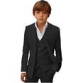 thumbnail image 1 of Boys Linen Suit Slim Fit 3 Piece Summer Beach Linen Suit for Boys Formal Wedding Outfit Jacket Vest and Pants, 1 of 11