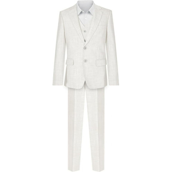 Boys Linen Suits Set, Boys Slim Fit Suit for Leisure or Party Holiday
