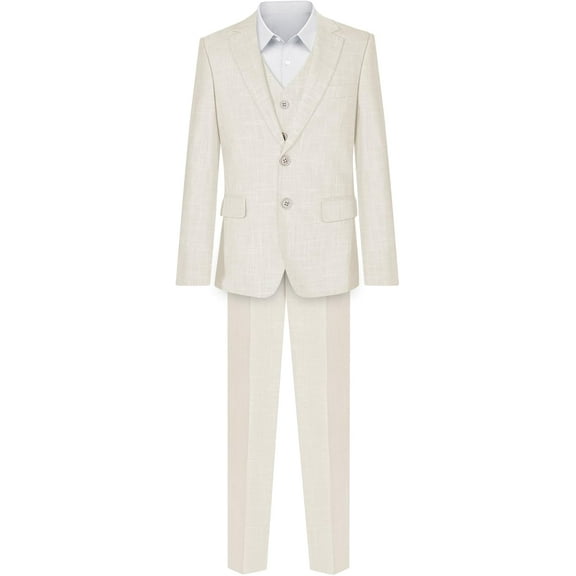 Boys Linen Suits Set, Boys Slim Fit Suit for Leisure or Party Holiday